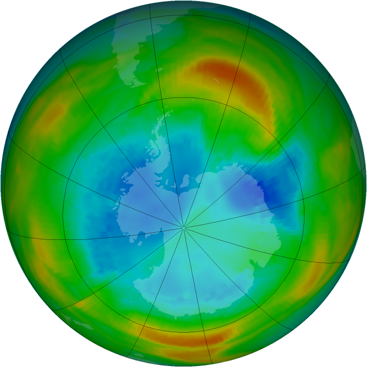 Antarctic ozone map for 23 August 1982